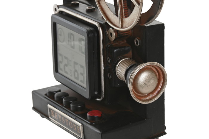 DKD Home Decor Reloj Sobremesa Vintage Negro Plateado 7.5 x 20.5 x 26 cm