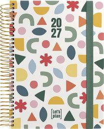 GRAFOPLAS Agenda Anual 2027 Design Doodle A5 con Espiral y Goma