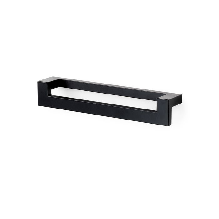 Emuca Lote de 5 tiradores para mueble Ribarroja, L144mm, intereje 128mm, Zamak, Pintado negro