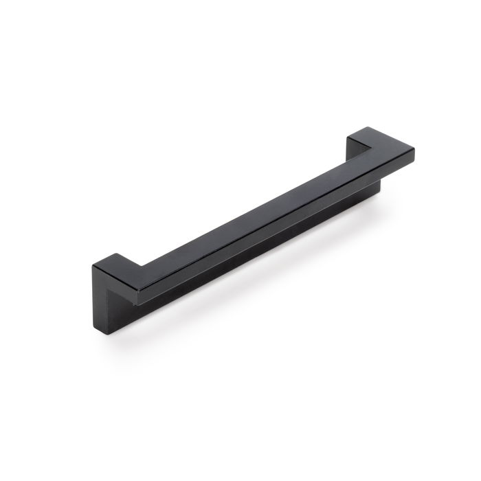 Emuca Lote de 5 tiradores para mueble Ribarroja, L144mm, intereje 128mm, Zamak, Pintado negro