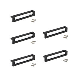 Emuca Lote de 5 tiradores para mueble Ribarroja, L144mm, intereje 128mm, Zamak, Pintado negro