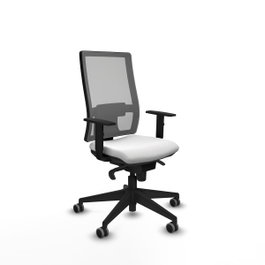 PIQUERAS Y CRESPO Silla de oficina Horna con mecanismo Sincro, Tela Blanca y Malla Gris