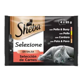 Sheba Cuisine Selección Carnés para Gato Adulto, Caja con 13 Surtidos de 4 Latas (85g cada una), Total 24 Latas