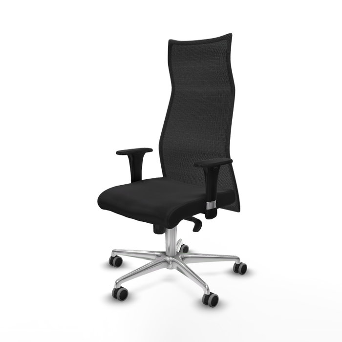 PIQUERAS Y CRESPO Sillón Albacete con mecanismo Sincro, Similpiel Negro, Base Aluminio PIQUERAS Y CRESPO Sillón Albacete con mecanismo Sincro, Similpiel Negro, Base Aluminio