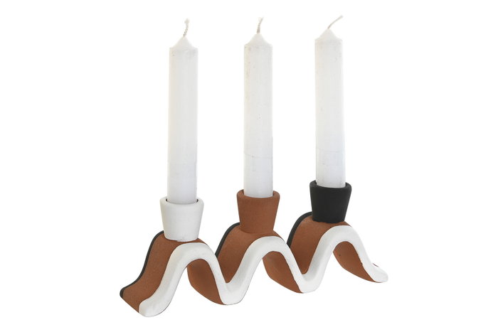 DKD Home Decor Candelabro de Cerámica Terracota para 3 Velas DKD Home Decor Candelabro de Cerámica Terracota para 3 Velas