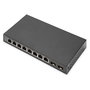 Digitus Conmutador de Red No Administrado 8 Puertos Gigabit Ethernet + 2 Puertos SFP, 20 Gbit/s Capacidad, Jumbo Frames, Negro, Modelo Referencia de 8+2 Puertos