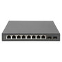 Digitus Conmutador de Red No Administrado 8 Puertos Gigabit Ethernet + 2 Puertos SFP, 20 Gbit/s Capacidad, Jumbo Frames, Negro, Modelo Referencia de 8+2 Puertos