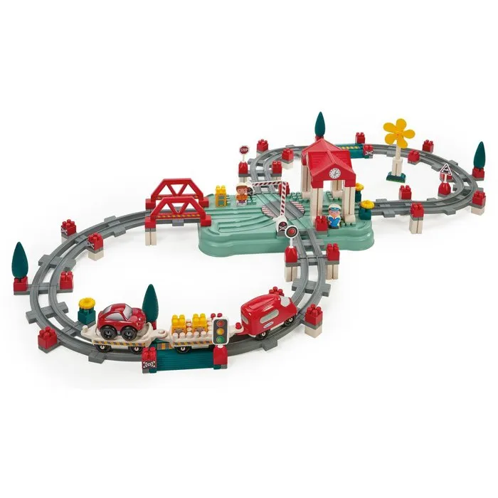 Ecoiffier Juego de tren barril ECO3280250013488 - 140 piezas - Juguete educativo a partir de 18 meses