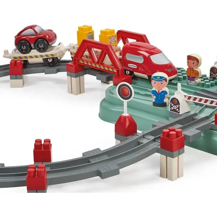 Ecoiffier Juego de tren barril ECO3280250013488 - 140 piezas - Juguete educativo a partir de 18 meses