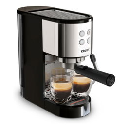 Krups Virtuoso XP441810 Máquina Espresso, 1.1L, 1350W, Negro/Acero Inoxidable