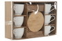 DKD Home Decor Tazas de Cafe de Porcelana y Bambu Blancas Naturales Set de 6 Piezas 220ml 8 x 7 x 11 cm