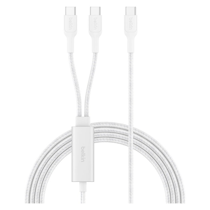 Belkin BOOSTCHARGE PRO 140W Dual USB-C Cable 1.5m Blanco CAC004hq1.5MWH - Carga Rápida PD 140W para MacBook, iPad, iPhone, Galaxy