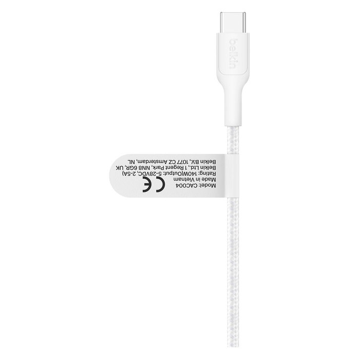 Belkin BOOSTCHARGE PRO 140W Dual USB-C Cable 1.5m Blanco CAC004hq1.5MWH - Carga Rápida PD 140W para MacBook, iPad, iPhone, Galaxy