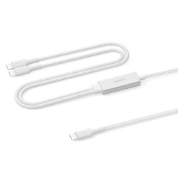 Belkin BOOSTCHARGE PRO 140W Dual USB-C Cable 1.5m Blanco CAC004hq1.5MWH - Carga Rápida PD 140W para MacBook, iPad, iPhone, Galaxy