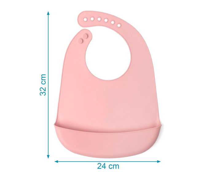 KioKids Babero Blandito de Silicona con Bolsillo Recogemigas Ajustable para Bebé +4 Meses, Impermeable y Fácil de Limpiar, Color Rosa KioKids Babero Blandito de Silicona con Bolsillo Recogemigas Ajustable para Bebé +4 Meses, Impermeable y Fácil de Limpiar, Color Rosa
