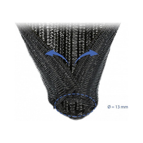 DeLOCK Funda trenzada de cierre automático 5 m x 13 mm negro