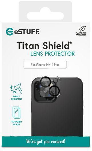 eSTUFF Protector Lente Cámara Titan Shield para iPhone 14/14 Plus Vidrio Templado Cobertura Total Compatible Fundas