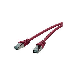 RED Cat6a Patch Cable S/FTP AWG 27/7 30 m, Cable de Red Ethernet 10 Gbit/s, 500 MHz, RJ45 Macho a Macho, Rojo, IEC 60754-2, IEC 61935-1