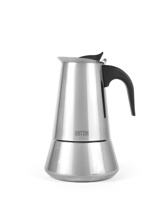 Quttin Cafetera de Inducción para 4 Servicios, 10.5 x 12.8 x 15.9 cm, Acero Inoxidable (6 Unidades)
