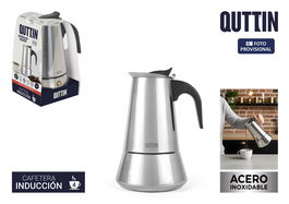 Quttin Cafetera de Inducción para 4 Servicios, 10.5 x 12.8 x 15.9 cm, Acero Inoxidable (6 Unidades)