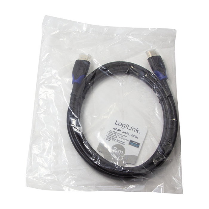 LogiLink Cable HDMI 2.0 de 2 m, 4K 60Hz, Negro