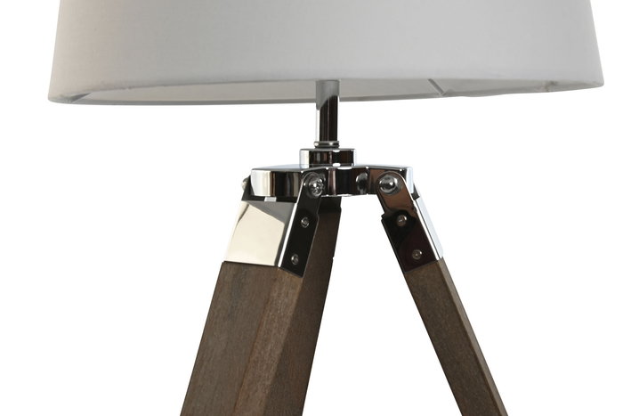 DKD Home Decor Lámpara Sobremesa Loft Marrón Blanco Madera Algodón Trípode 36 x 60 x 36 cm DKD Home Decor Lámpara Sobremesa Loft Marrón Blanco Madera Algodón Trípode 36 x 60 x 36 cm