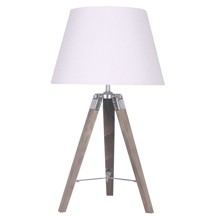DKD Home Decor Lámpara de Sobremesa Trípode de Madera y Algodón
