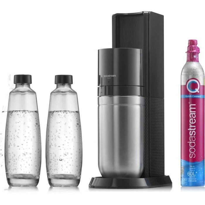 Sodastream Duo Black con 2 jarras de cristal y 1 recarga de gas de 60L