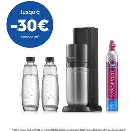 Sodastream SOD7290119792979 Máquina de Agua con Gas DUO Black con 2 Jarras de Cristal y 1 Recarga de Gas de 60L