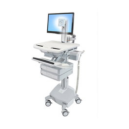 Ergotron StyleView Carro Multimedia para Panel Plano con 2 Cajones, Bandeja de Teclado, Ajustes de Altura y Giro, Aluminio, Gris, Hasta 61 cm (24") y 15.9 kg