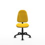 Silla de oficina Algarra con mecanismo Contacto permanente básico tapizada con Similpiel color Amarillo. Equipada con Base poliamida negra, Sin brazos y Ruedas autofrenantes