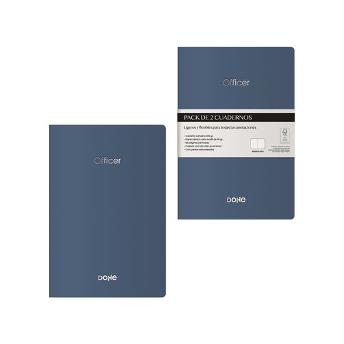 Cuaderno Dohe Officer A6 40H 90Gr. Liso Azul Noche Pack De 2 Cuaderno Dohe Officer A6 40H 90Gr. Liso Azul Noche Pack De 2