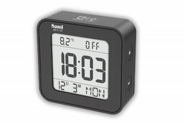 SAMI Despertador Digital LCD con Control de Volumen, Calendario, 7 Idiomas, Color Blanco
