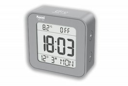 SAMI Despertador Digital LCD con Control de Volumen, Calendario, 7 Idiomas, Color Blanco