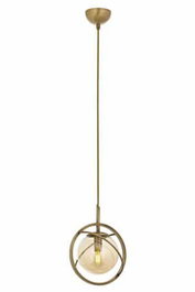Opviq AV-1850-1E Lámpara de Araña Vintage Metal y Cristal 100cm Diámetro 22cm Color Cobre Escandinavo Glam Moderno