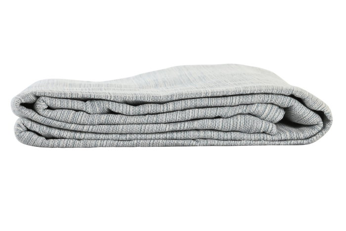 DKD Home Decor Plaid Basicos 250 x 150 cm (2 Unidades) Azul Blanco Poliéster Algodón Reciclado Hecho a Mano con Flecos