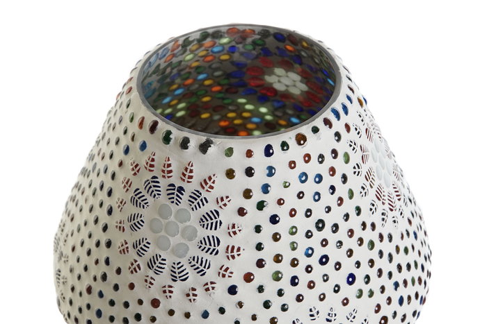 DKD Home Decor Lámpara Sobremesa Sufla Shabby Multicolor Blanco 18 x 23 x 18 cm