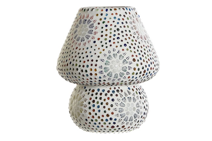 DKD Home Decor Lámpara Sobremesa Sufla Shabby Multicolor Blanco 18 x 23 x 18 cm