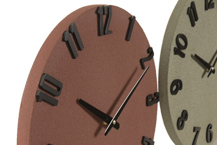DKD Home Decor Reloj de Pared Surtido de 3 Unidades Símil Piedra