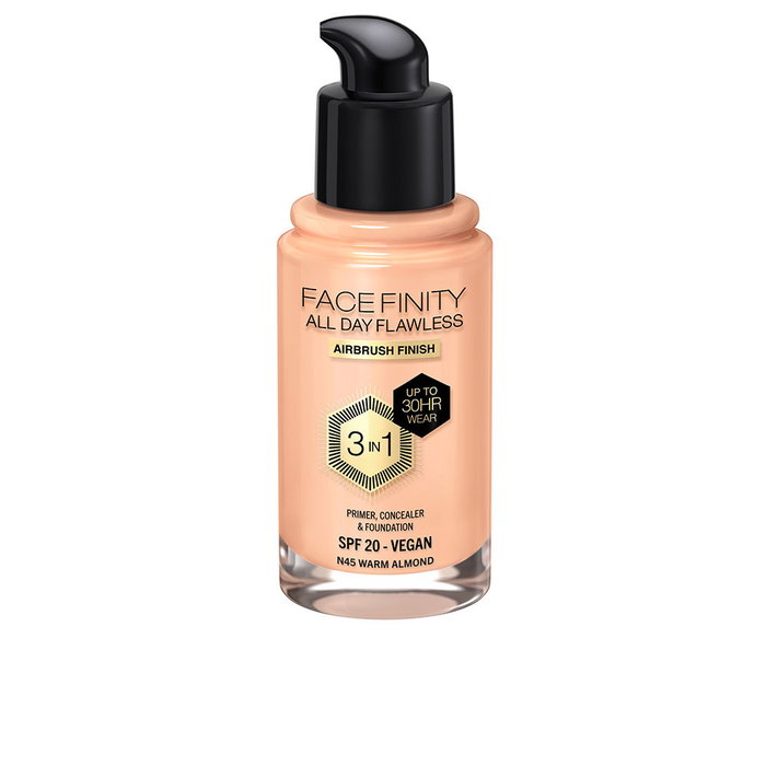 Max Factor Facefinity All Day Flawless 3 en 1 Base de Maquillaje N45-warm almond Max Factor Facefinity All Day Flawless 3 en 1 Base de Maquillaje N45-warm almond