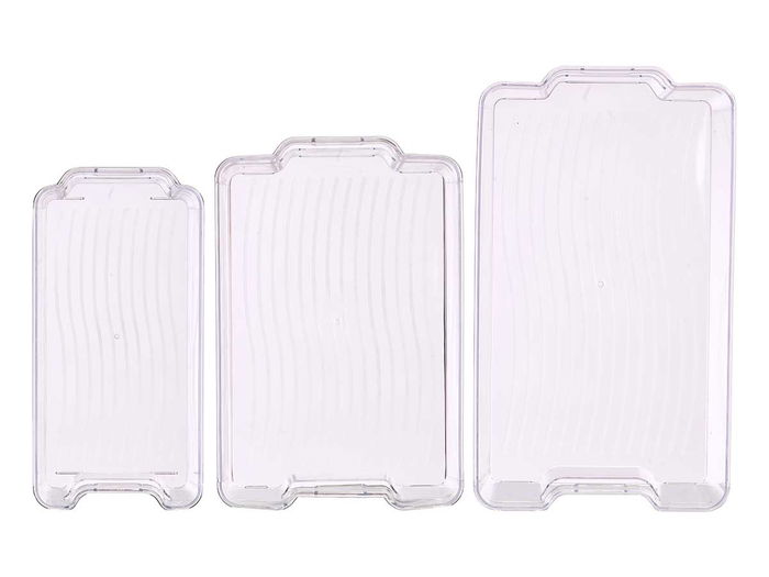 Kinvara Set 3 Bandejas Organizadoras Transparentes para Nevera de Plástico (PS) - Medidas: 37x21.5x11 cm, 34x19x9.5 cm, 31.5x15.5x9 cm (Set de 4)