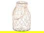 Portavela Vidrio Cuerda Blanca Medidas 17 cm x 27 cm x 17 cm Giftdecor (Set de 4)