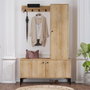 Hanah Home Recibidor Roble y Negro 110x175x40 cm Estilo Industrial Escandinavo