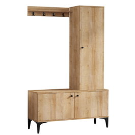 Hanah Home Recibidor Roble y Negro 110x175x40 cm Estilo Industrial Escandinavo