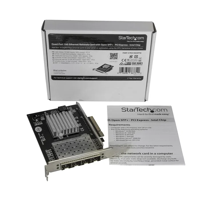 StarTech PEX10GSFP4I Tarjeta de Red 4 Puertos SFP+ 10 GbE