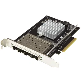 Startech PEX10GSFP4I Tarjeta de Red PCIe x8 para Servidor - 4 Puertos SFP+ Fibra 10 GbE - Adaptador Ethernet Intel XL710 - Compatible con Dell, HPE, Lenovo - Windows, Linux