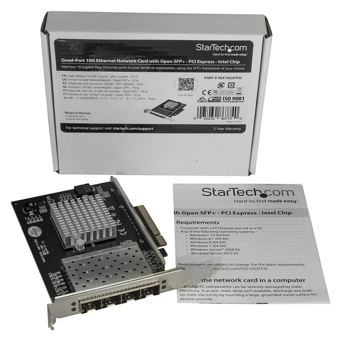 StarTech Tarjeta de Red PCI Express 10 Gigabit con 4 Puertos SFP+ y Chip Intel XL710 para Servidores