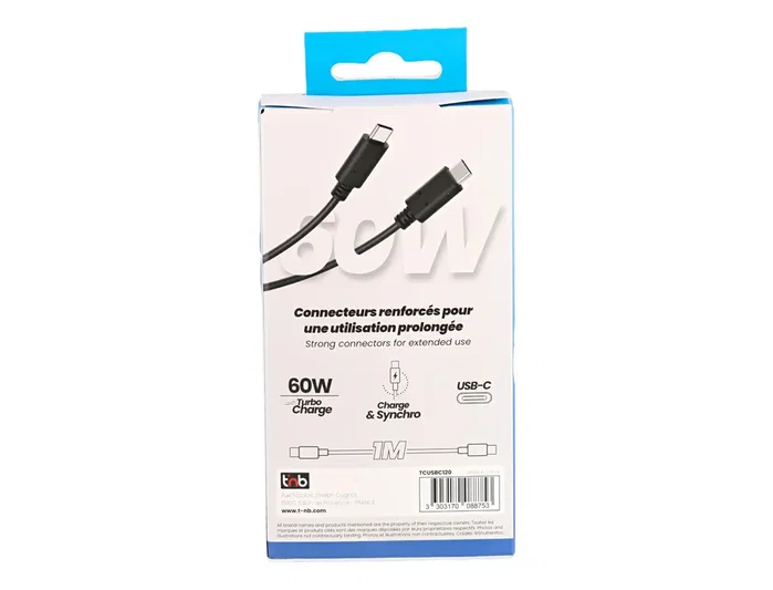 TNB Cable USB-C a USB-C de 1 metro, Negro
