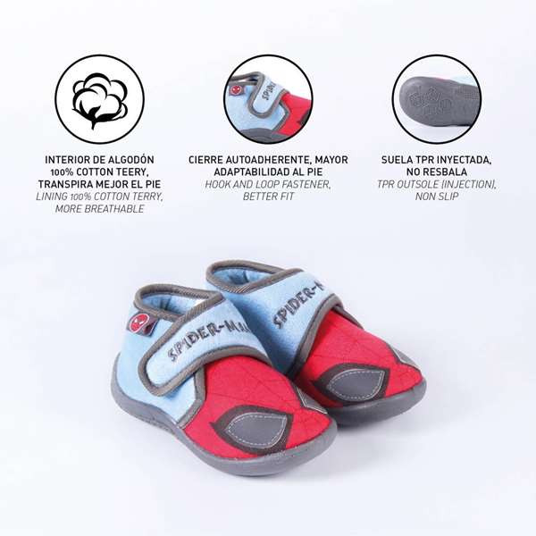 Cerdá Zapatillas de Casa Media Bota 3D Spiderman para Niños, Diseño Rojo con Relieve del Hombre Araña, Talla 24