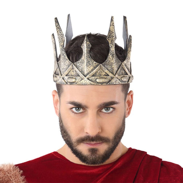 Atosa Corona Medieval Dorada Texturizada para Rey Adulto Atosa Corona Medieval Dorada Texturizada para Rey Adulto